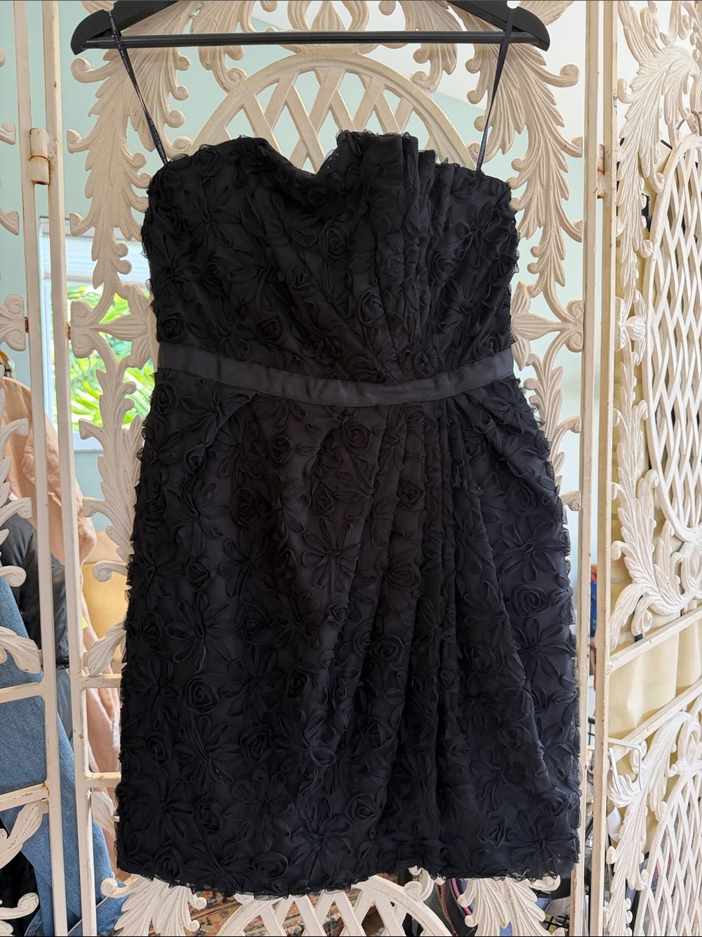MM Couture by Miss Me Black 3D rose textured dress